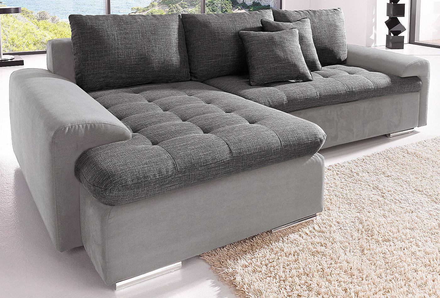 Alcazar/structuurstof « bank, zithoek, 2 zits en 3 zits banken ... Lounge grijspaars