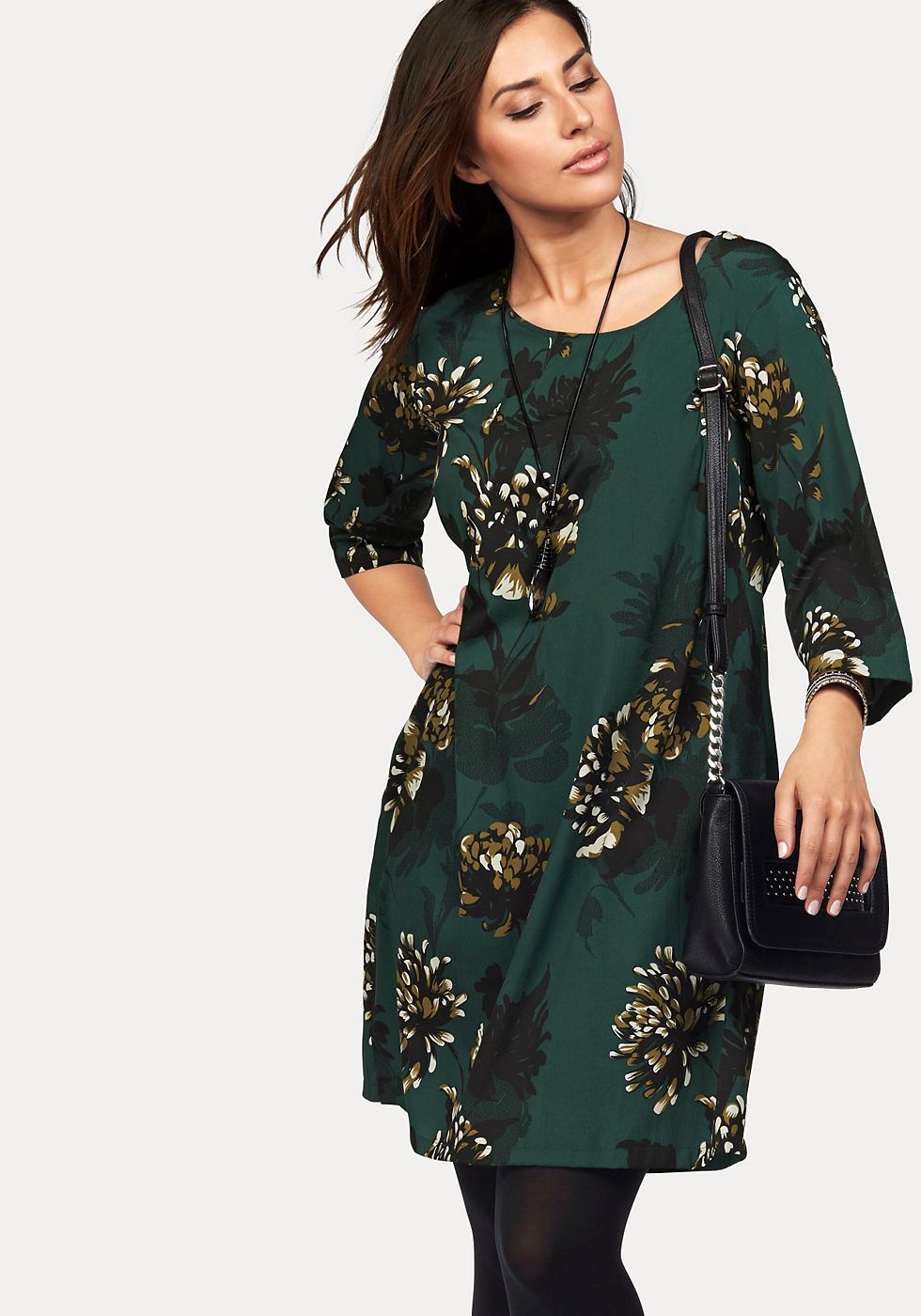 Junarose geweven jurk groen