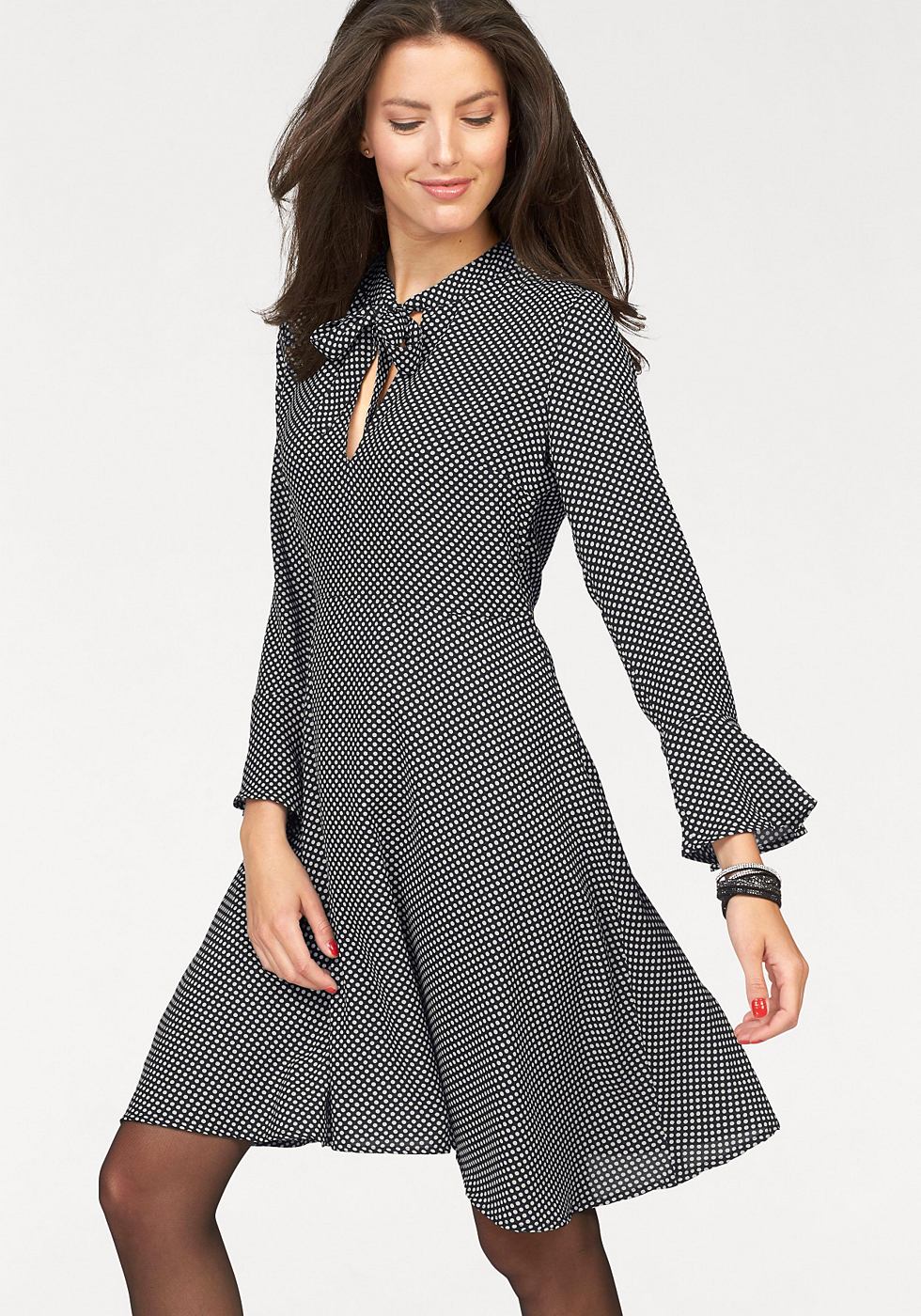 Vivance Collection gedessineerde jurk zwart