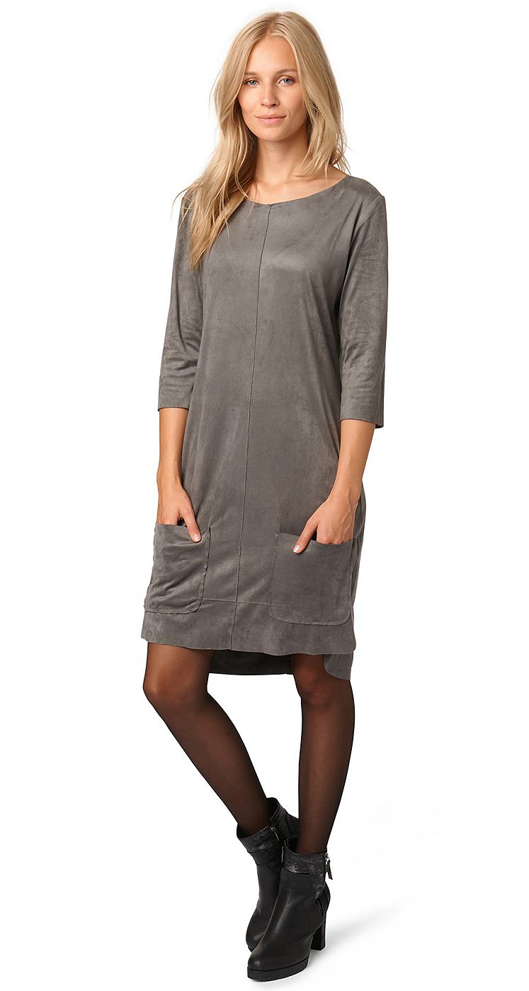 Tom Tailor jurk Â»jurk met veloursleer-lookÂ« grijs