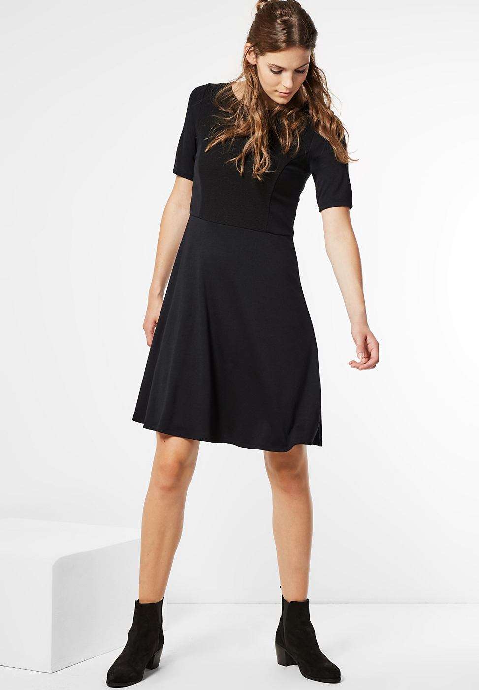 Street One jersey jurk Jacey zwart