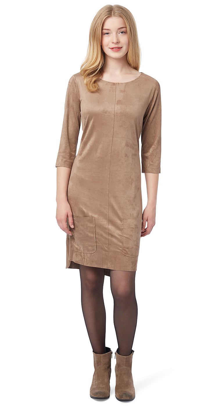 Tom Tailor jurk Â»jurk met veloursleer-lookÂ« bruin